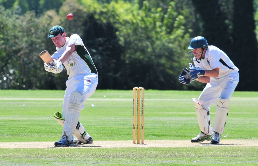 HARD SLOG: Dave Neil, pictured in an aggressive moment in his knock of 84 not out last weekend, will be crucial to CYMS’ minor premiership hopes. Photo JUDE KEOGH 0222kwscrick5