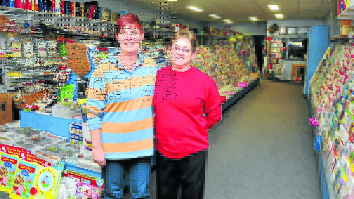 PUBLICLY ENDORSED: Paula Roberts and Bronwyn Trethowan from the Molong Newsagency, which has been nominated in the Cabonne Daroo Business Awards. Photo: JUDE KEOGH                                              0826molongnewagent