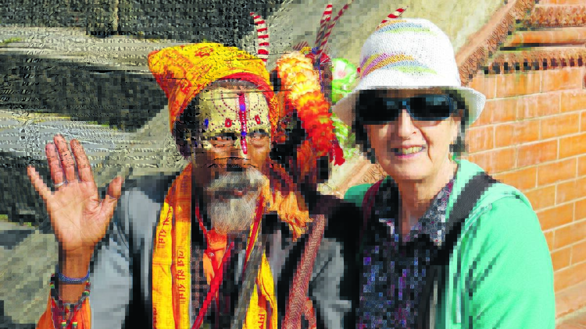 Nanette Fogarty with Saddhu at the Pashupatinath Temple in Kathmandu.                Nepal3