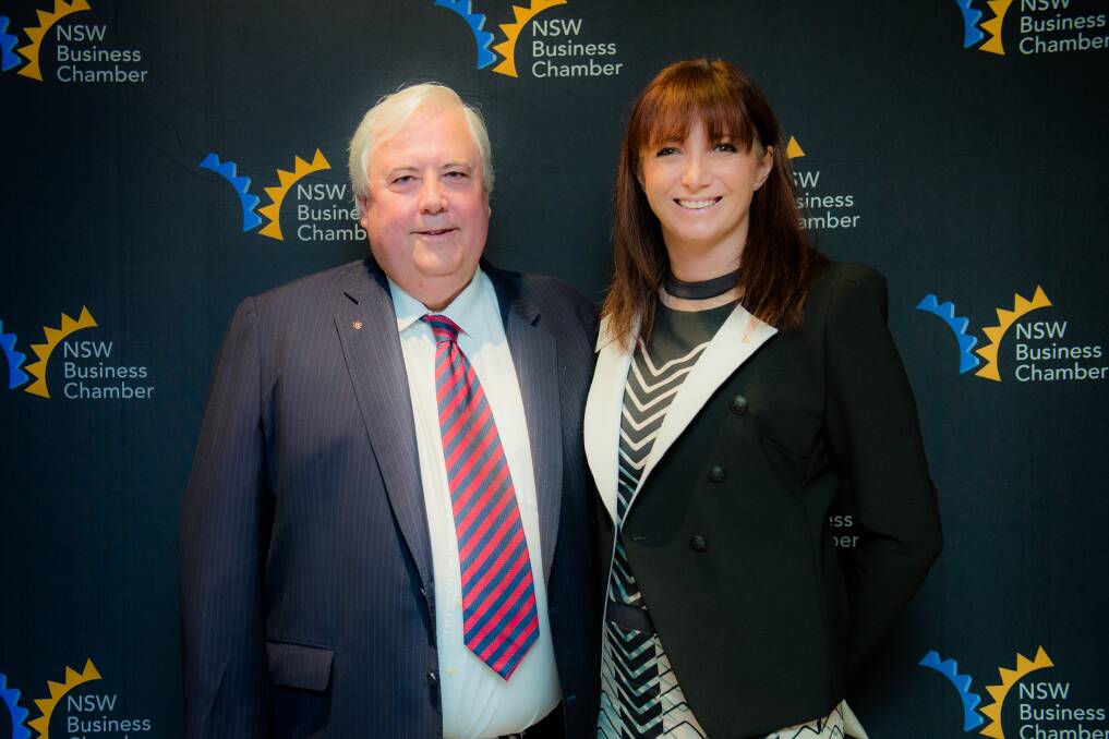 BIG IMPRESSION: Controversial federal MP Clive Palmer with Orange businesswoman and NSW Business Chamber board member Ellie Brown. 
Photo: NSW Business Chamber.
