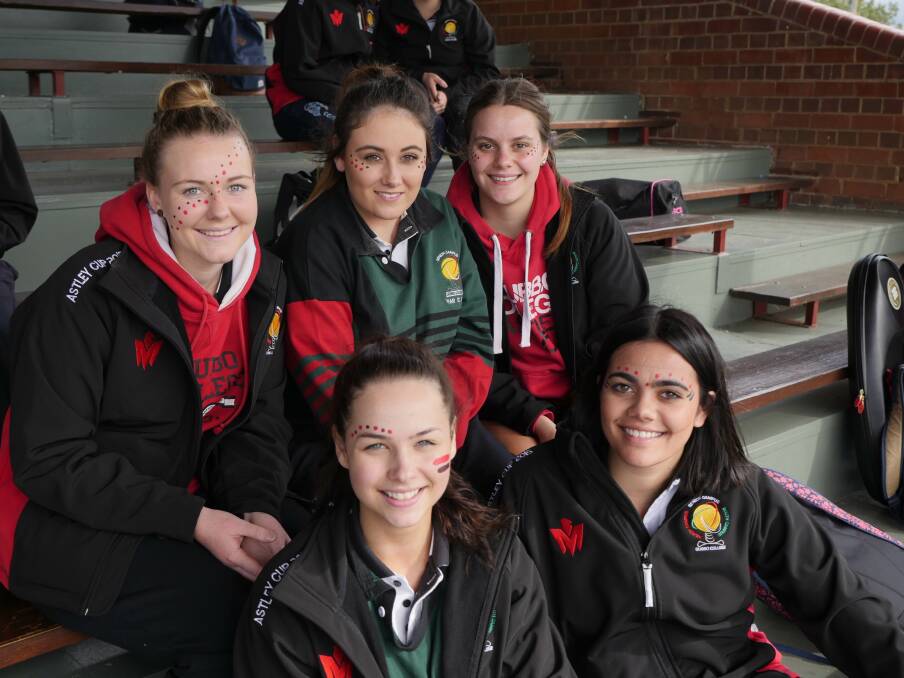 Students from Dubbo College cheer at the Rugby League match. Photo: SAM READ