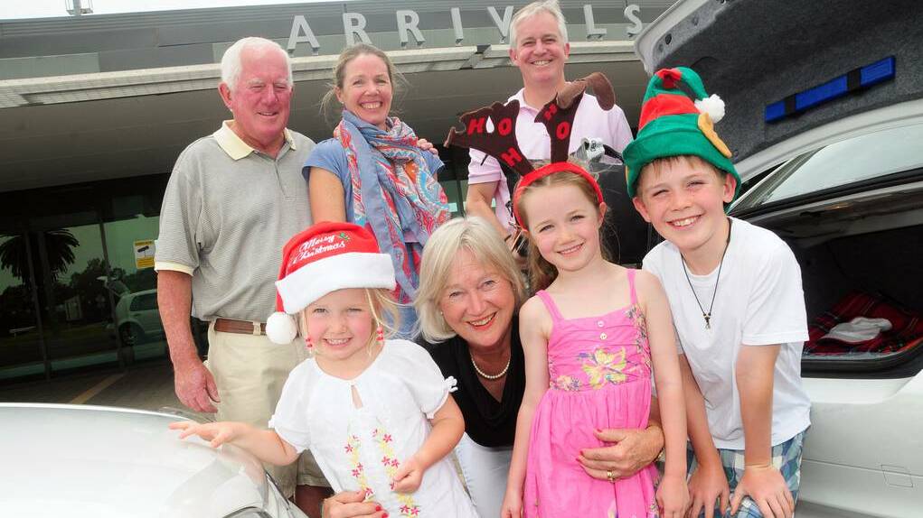 DUBBO: Bob, Ginny and Matt Andrews (back) and (front) Jemima, Maxine, Phoebe and Sam are excited to spend Christmas together after a long trip from London to Dubbo. Photo: BELINDA SOOLE
