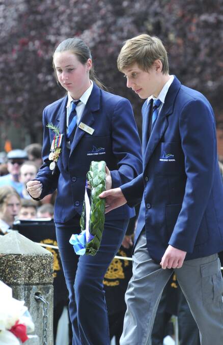 ANZAC DAY: Maddie Crossie and Jay Reed from Anson Street School