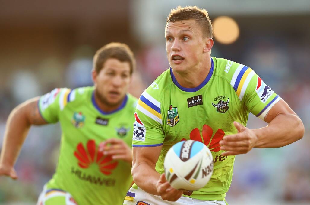INJURY CONCERNS: After copping a head knock in Saturday's All Stars match there is concern Raiders fullback Jack Wighton may miss this weekend's trial in Orange. Photo: GETTY IMAGES