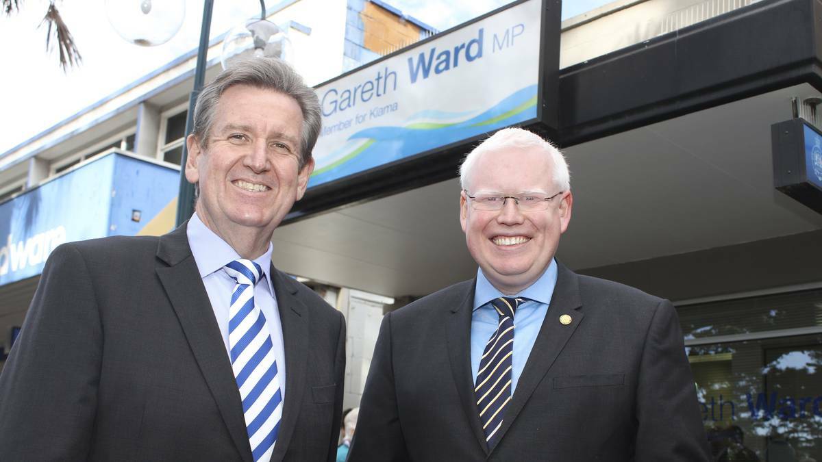 Barry O'Farrell and Kiama MP Gareth Ward. Picture: DAVID HALL