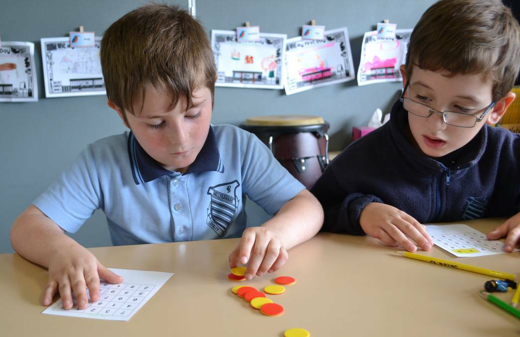 LITHGOW: Jesse Radosevic and Cooper Sutherland from Wallerawang Public School learning the new Mathematics syllabus