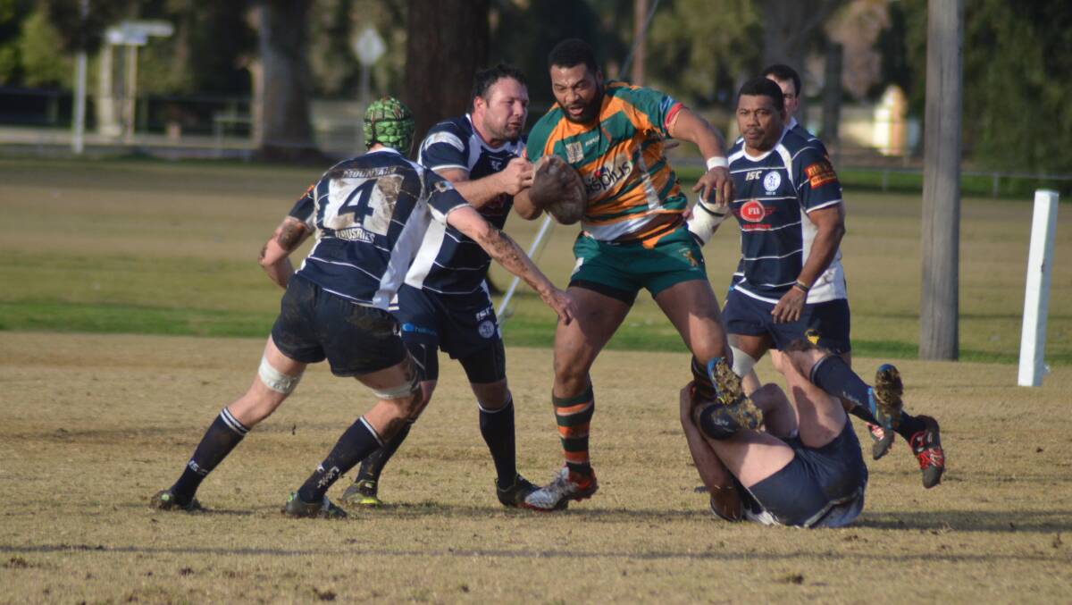 OUT OF MY WAY: Orange City No.8 Tatafu Na'aniumotu produced another man-of-the-match performance in the Lions' win over Forbes. Photo: MICHAEL BUSHELL 0715platypilions (20)