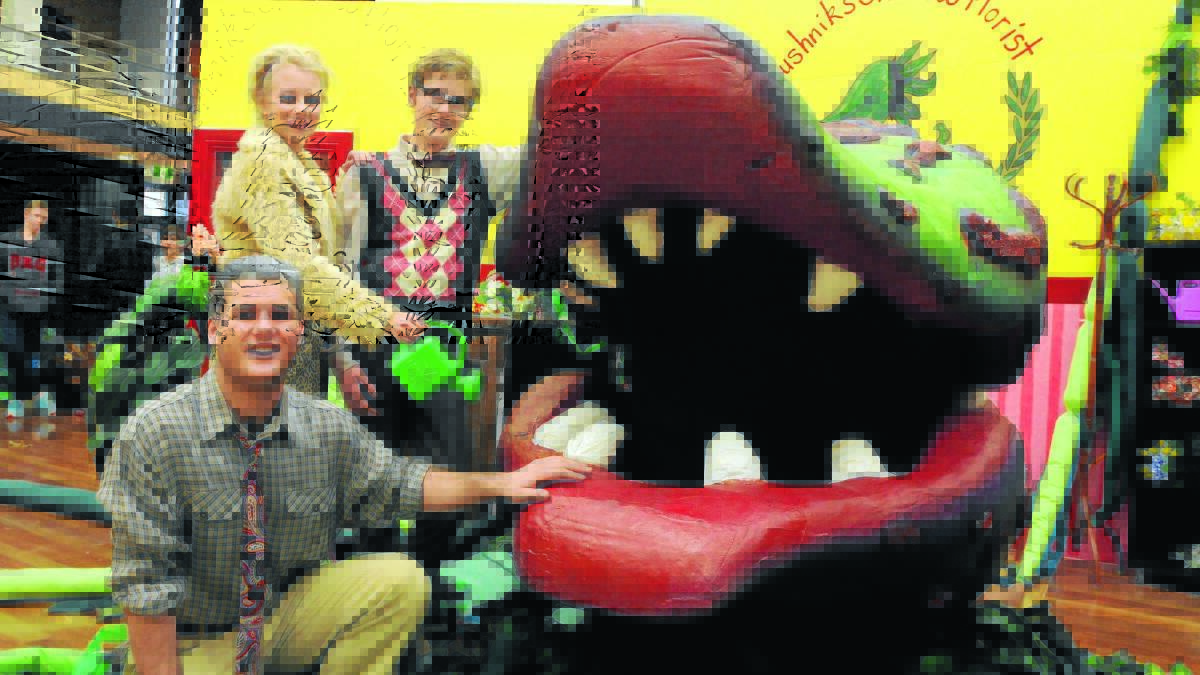 BLOODY COMEDY: Kinross Wolaroi School students Thea Regan, Zac Condon and Toby Condon will star in the school’s production of Little Shop of Horrors on Friday and Saturday night. Photo: JUDE KEOGH  