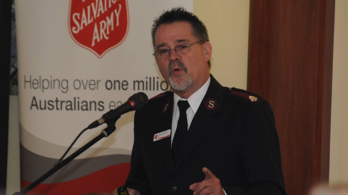 POUND THE PAVEMENT: Salvation Army Major Greg Saunders is calling on everyone to donate their time or money to the 2014 annual Salvation Army Red Shield Appeal. 
Photo: STEVE GOSCH 0509sgsalvos1