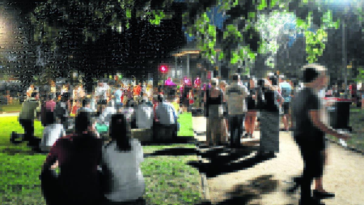 WALTZING ALONG: About 2500 people turned out for the inaugural Banjo Paterson Festival night market on Friday. 
Photo: STEVE GOSCH 0207sgmarket19