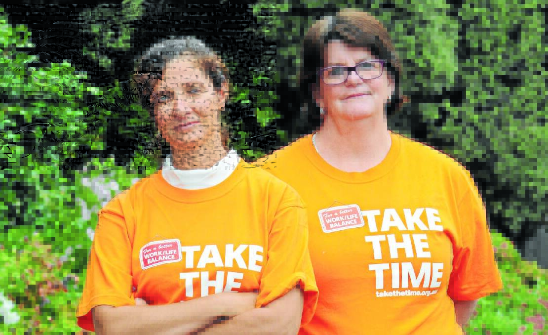 WON’T BUY IT: Orange-based Shop, Distributive and Allied Employees Association (SDA) representatives Charlotte Maguire and Tracy Morton are speaking out against Boxing Day trading. Photo: STEVE GOSCH
0326sgunion1
