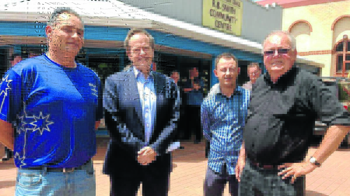  RUBBING SHOULDERS: Orange Country Labor branch member Joe Maric with opposition leader Bill Shorten and Orange branch members Gavin Hillier and Gregson Edwards at the annual conference in Queanbeyan. 
Photo: SUPPLIED