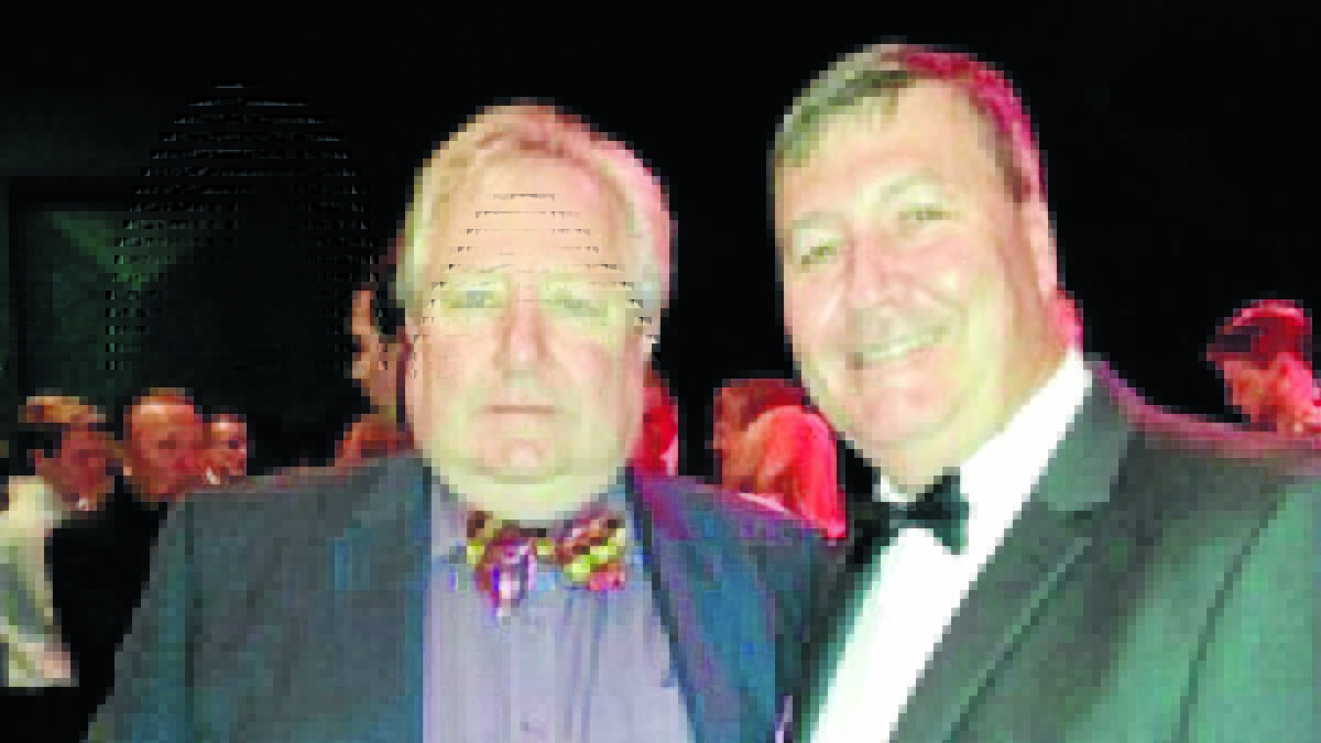 STEALING THE SHOW: CAT awards patron and actor John Wood with Molong Players’ gold CAT winner Kevin Beatty.