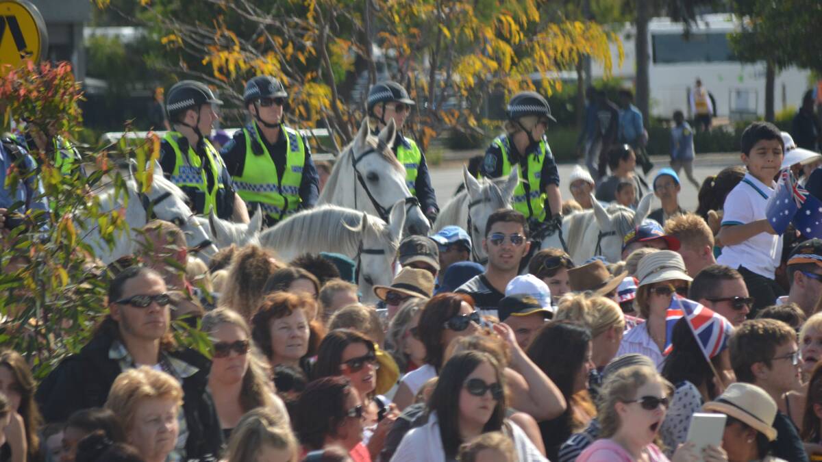 Mounted police make sure the crowd is well-behaved. Picture: Joanne Fosdike