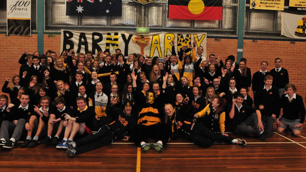 BARMY ARMY: Orange High School's Astley Cup team starts its campaign today, hosting Bathurst High, and they’re pumped up for it. Photo: JUDE KEOGH 0618astleycup