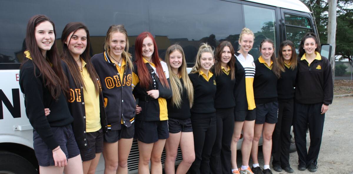 HIGH ACHIEVERS: Orange High's (left) Isabel Mcleod, Maddy Tufuga, Katie Eslick, Laura Harris, Chloe Riley, Alex Kennedy, Maddie Hales, Sophie Kloosterman, Helena Griffith, Cheynoah Merchant and Abby Tilburg are off to test themselves against the state's best public school netball teams. Photo: MICHELLE COOK 0901mchighA