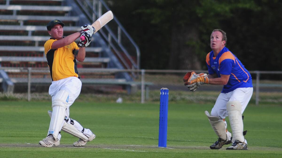 THERE GOES ANOTHER ONE: Blayney skipper Nick Bird (batting) is hoping his side can maintain its Twenty20 form from seasons past in this year's Royal Hotel Cup. Photo: STEVE GOSCH