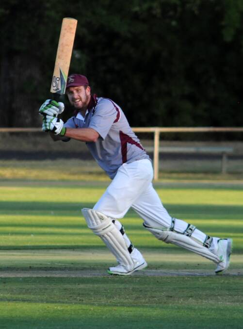 MAGIC MIDDLETON: Cavliers all-rounder Stu Middleton puts another one away in his knock of 127 on Friday night. Photo: STEVE GOSCH 0207sgcrick2