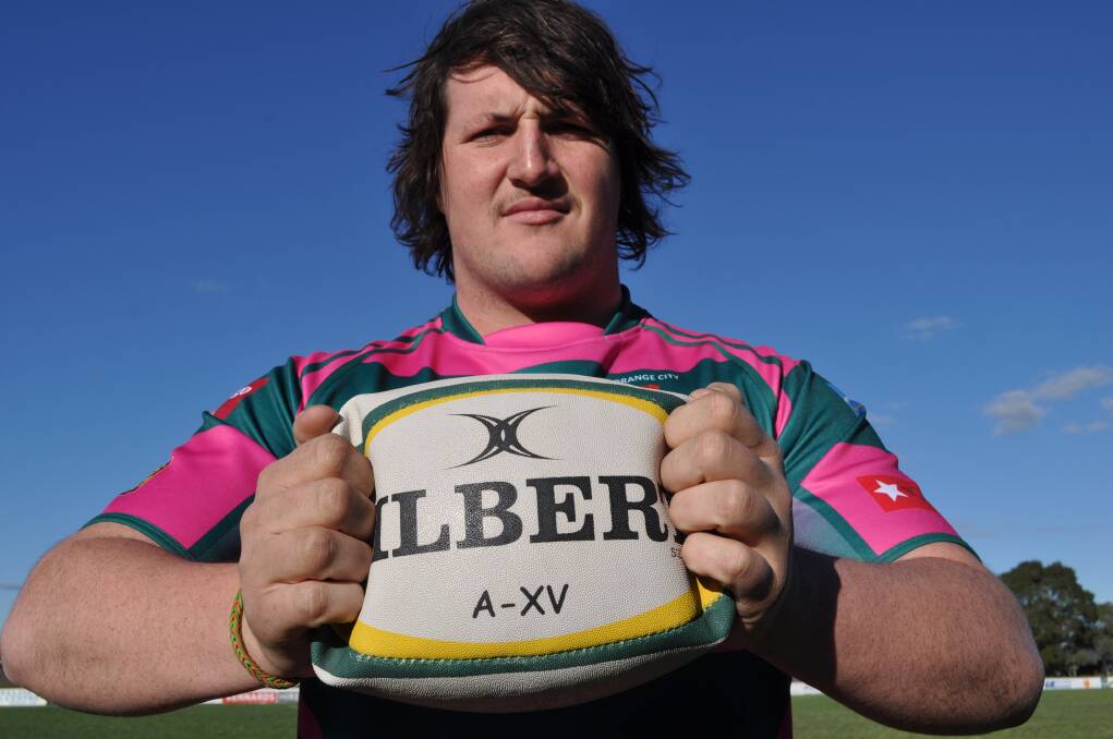 CRUSHER: A lot like this poor Gilbert ball, Orange City prop Harry Collins is hoping to crush Chris Plunkett tomorrow at Pride Park. Photo: NICK McGRATH 0529nmharry2