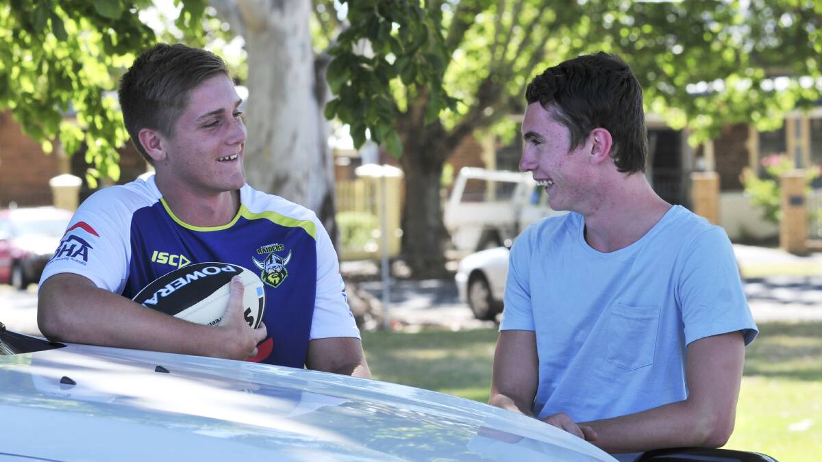 FUTURE STARS: CYMS juniors Jack Bastick and Zach Pumpurs have been awarded rural scholarships with the Canberra Raiders and Canterbury Bulldogs, respectively. 			   Photo: JUDE KEOGH 0129footy3