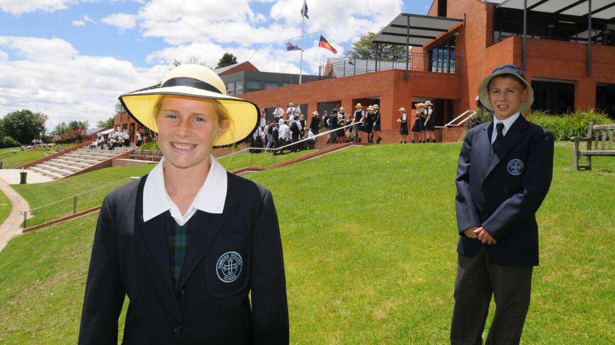 NEW HOME: Year 7s Phoebe Lamph and Lachlan Donnelly began boarding at Kinross Wolaroi School earlier this week. Photos: STEVE GOSCH 0129sgkws1