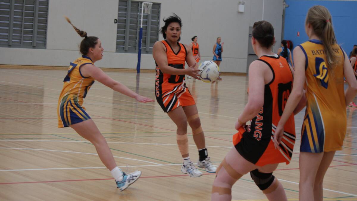 GETTING THE JUMP: Orange A centre Jacky Lyden springs into action in her side's State League win over Bathurst on Sunday. Photo: MEGAN FOSTER 0817MFnb1orange4