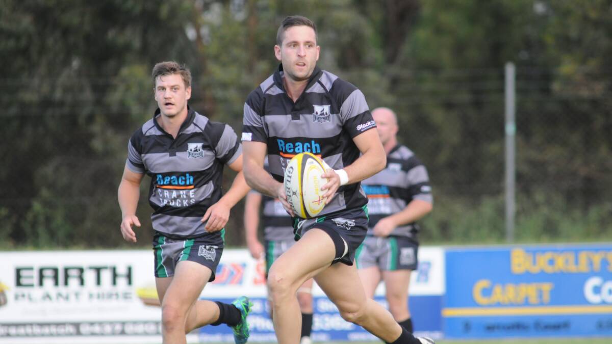 BACK IN BLACK: Deadwood Rugby Club's Liam Windon on the fly in last year's clash. 1102rugby1
