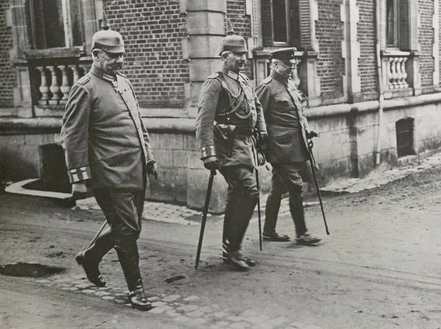 ATTACK: Kaiser Wilhelm II of Germany (centre) with Field Marshal Paul von Hindenburg (left) and General Erich Ludendorff. PHOTO: AWM H12377