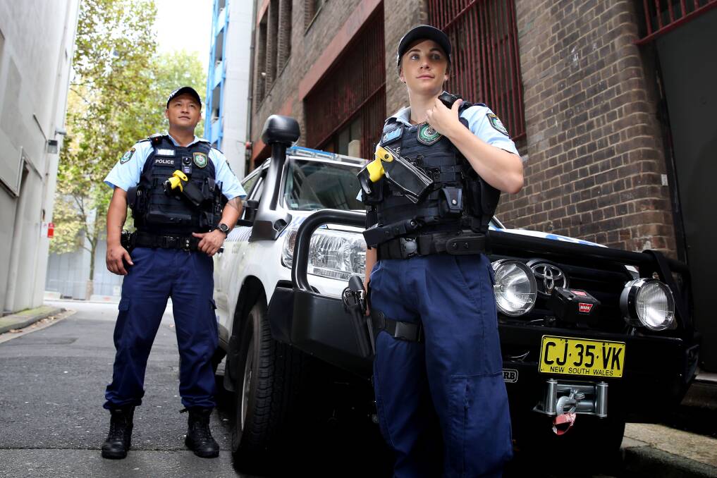 NSW Police Constables wearing NSW Police's new integrated light armour vest. Photo SUPPLIED