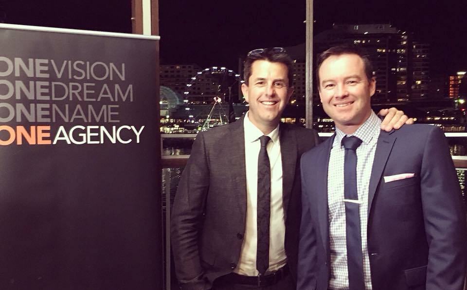 DESERVED: Ash Brown and Josh Fitzgerald following One Agency Orange's win at One Agency's awards night in Sydney. Photo: CONTRIBUTED