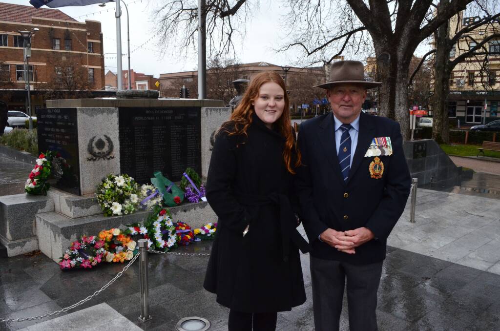 FAMILY: James Sheahan Catholic High's Hannah White delivered the address during Vietnam Veterans Day, inspired by her grandfather, Tony White. Photo: DECLAN RURENGA 0818drviet1