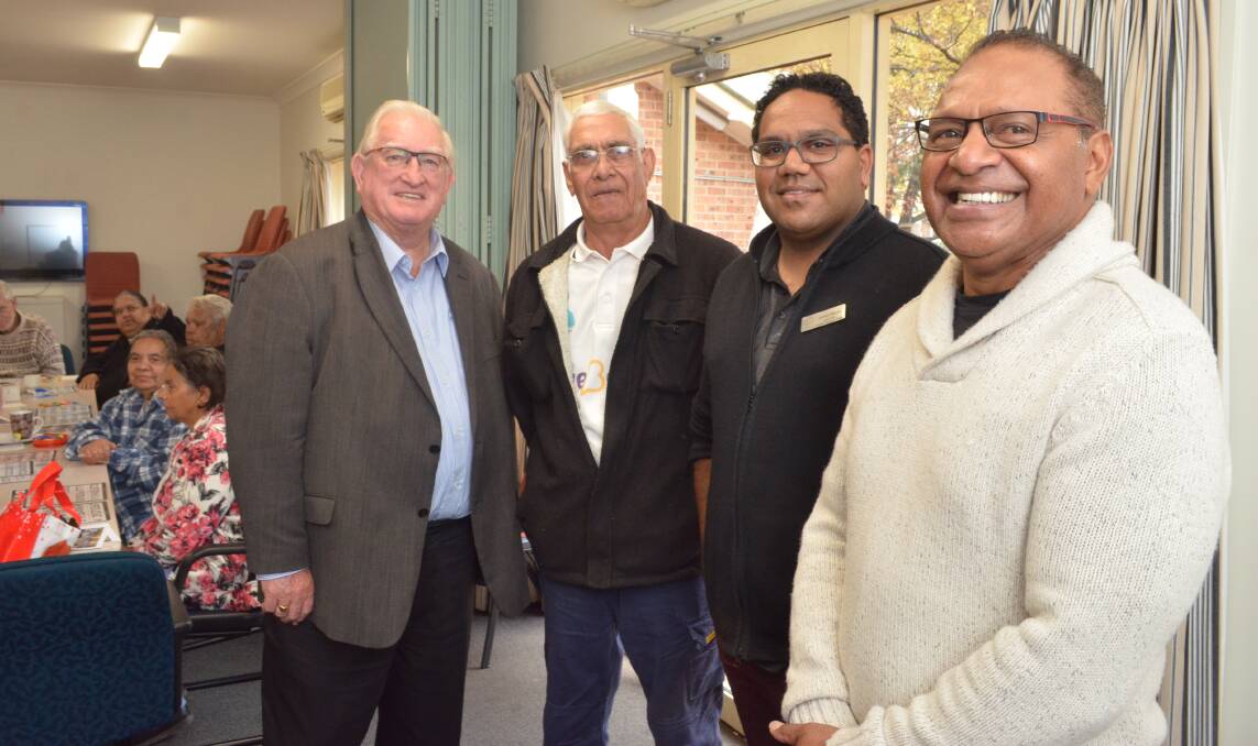 ONE STEP: Mayor John Davis, Aboriginal elder Pat French, Aboriginal engagement officer Jordon Moore and NAIDOC committee chairman Gerald Power. Photo: DECLAN RURENGA 0519drsorry1