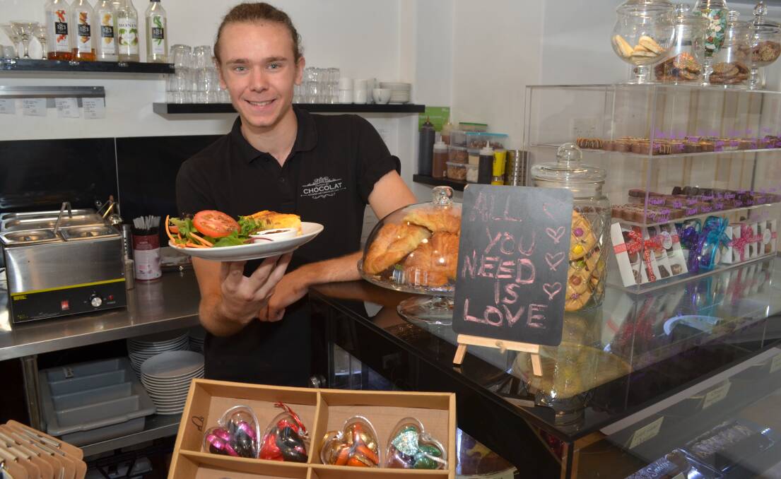 SWEET AND SAVOURY: Chateau Du Chocolat's barista Nicholas Nightingale would be treated to something savoury for the cafe's sold-out Valentine's Day dinner.