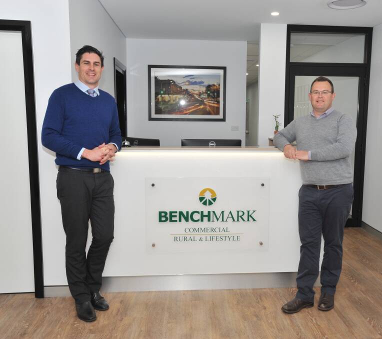 FRESH VIEW: Benchmark's Nigel Staniforth and David Dent in the new office. Photo: JUDE KEOGH 0916jkbench1
