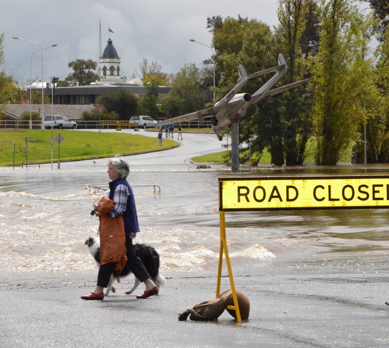 WET, WET, WET: Homes and businesses in Forbes have been evacuated as a peak floodwaters arrive.
