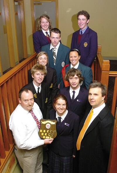 COME A KNOCKING: (Anti-clockwise from left) Glen McCallum, student Elyse Beyer and Orange Red Shield Appeal committee member Andrew Kent with students Matthew Hunt, Katie Gorringe, Patrick Allen, Gabrielle Miller, Ben Wilshire, Alex Nagle and Grant Turner,  encouraging students to get involved in this weekend’s Salvation Army Red Shield Appeal doorknock.
