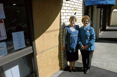 TARGETED AGAIN: Barbara Wright and Nell Bourke can’t believe cameras haven’t deterred someone from breaking into St Vincent de Paul’s charity shop this week.