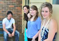 FREEDOM: Students Doug Whitton, Emily Gough, Megan Webster and Mel Chapman are enjoying life without the HSC.