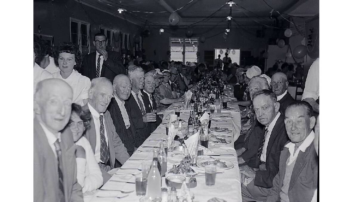 Orange pensioners’ Christmas dinner, 1963, organised annually for many years by the combined unions at Email Ltd. Photo: CWD Negative Collection, Orange & District Historical Society.