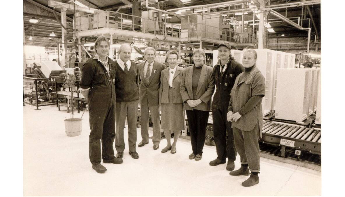 Whole families worked at the Email factory. Pictured at members of the Kiho family: Jon, Alar, Leon, Ludmilla, Kersti, Ivar and Kerstin. Photo Robert Bruce, courtesy Email Ltd.