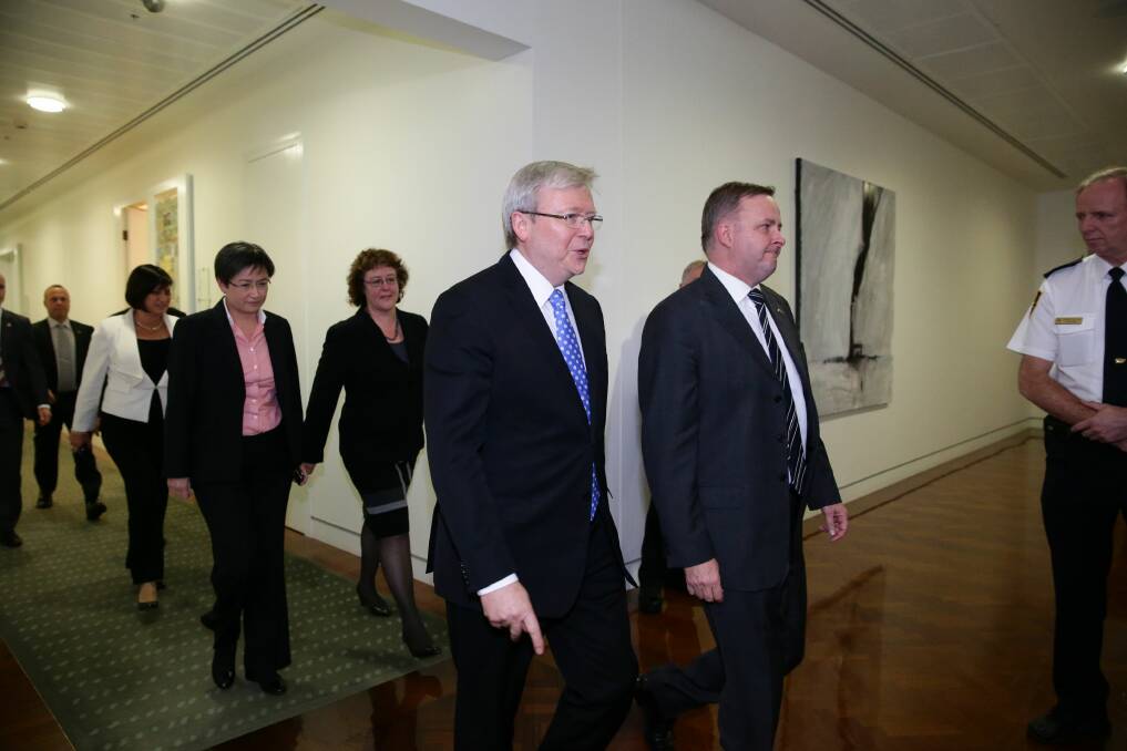 Labor figures emerge from the leadership spill. Photos: ANDREW MEARES, ALEX ELLINGHAUSEN