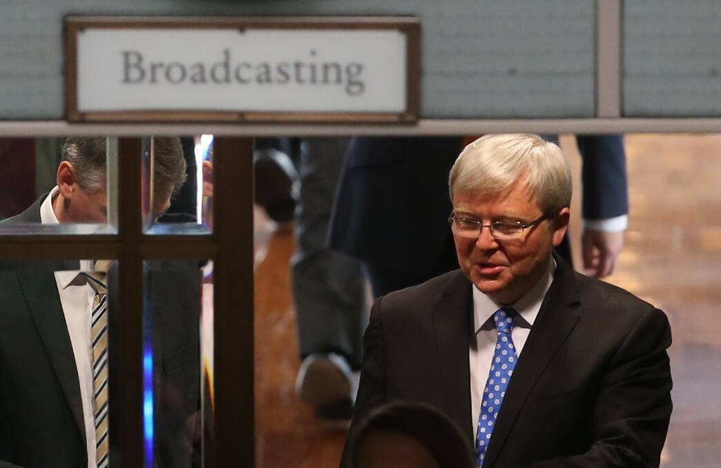 Kevin Rudd enters the House of Representatives. Photo: ANDREW MEARES