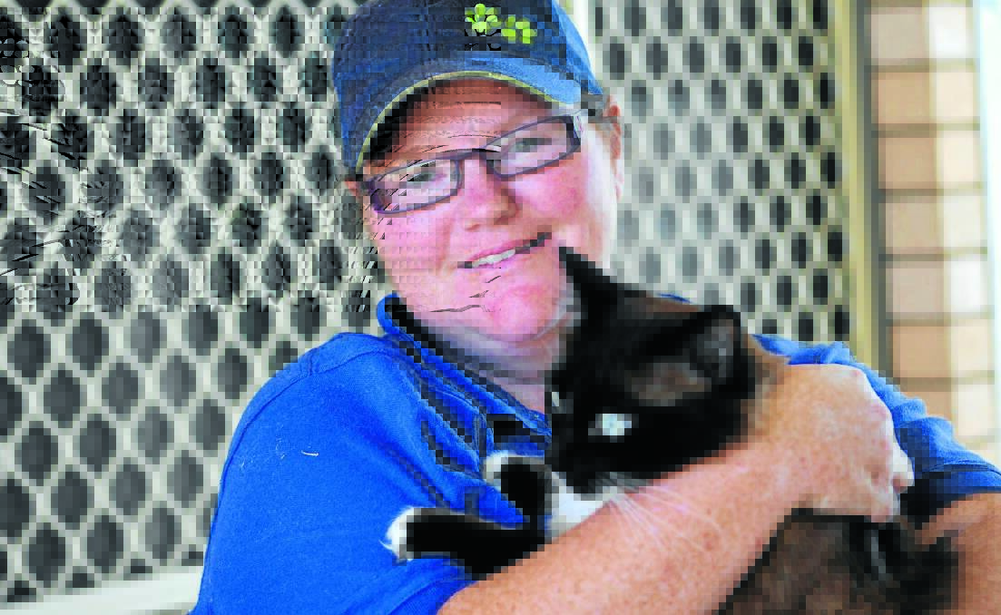 READY FOR RESCUE: Animal attendant Carey Haynes with Boo Boo who is looking fora new home. Photo STEVE GOSCH 			     0105sgrspca1