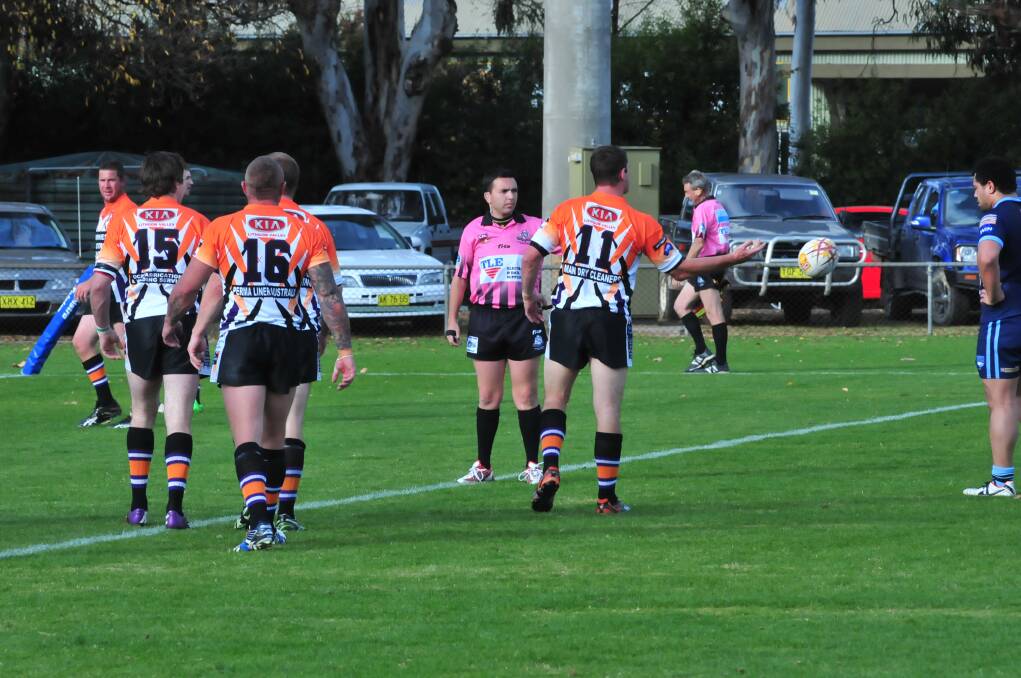 PRETTY IN PINK: Group 10 referee Nathan Blanchard shows off the officials new pink jerseys.
