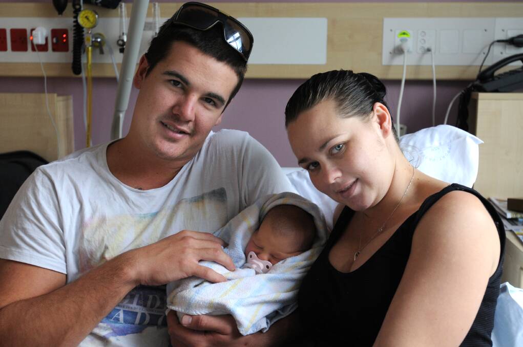 Marlee-Louise Swift, pictured with her parents Emma McKenna and Tyson Swift, was born on April 15.