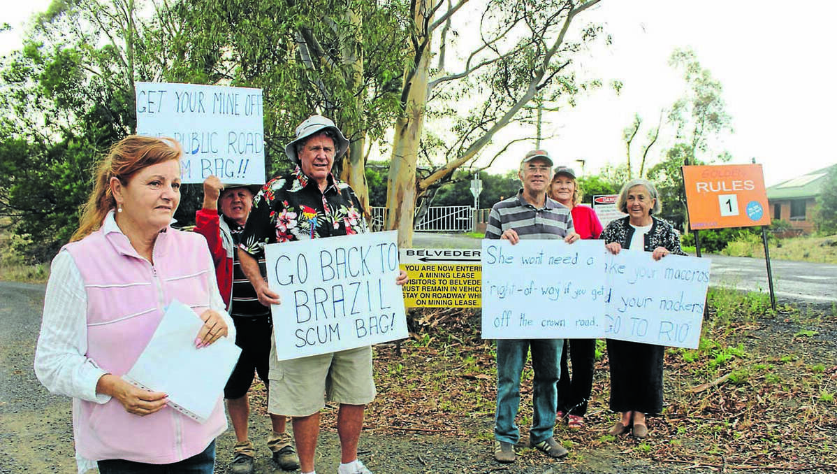 MUDGEE: Kerry Bourke is joined by friends and family supporting a stance against an access road to her property being blocked by Sibelco Australia’s Tallawang mine.