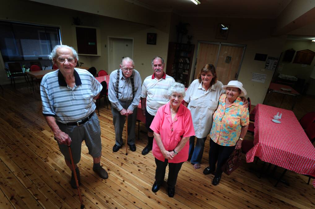 HARD TIMES: Pensioners Eddie Peter, Tom Fenton, Robert Muirhead, Beryl Reedy, Pat Downey and Marie Setukovski. Photo: STEVE GOSCH