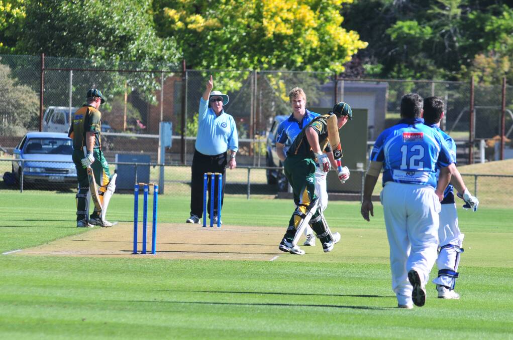 CRICKET: CYMS' Sam Dwyer is dismissed against Waratahs in ODCA Royal Hotel Cup on Friday. Photo: JUDE KEOGH