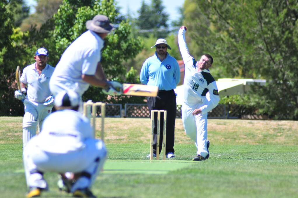 CRICKET: Orange City's Andrew Rutledge bowling against Gladstone in ODCA second grade at Max Stewart. Photo: JUDE KEOGH