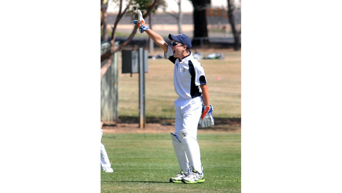 Wagga's Harry Rosengren appeals for a wicket against Dubbo at Sir Jack Brabham Park on Wednesday. Photo: STEVE GOSCH